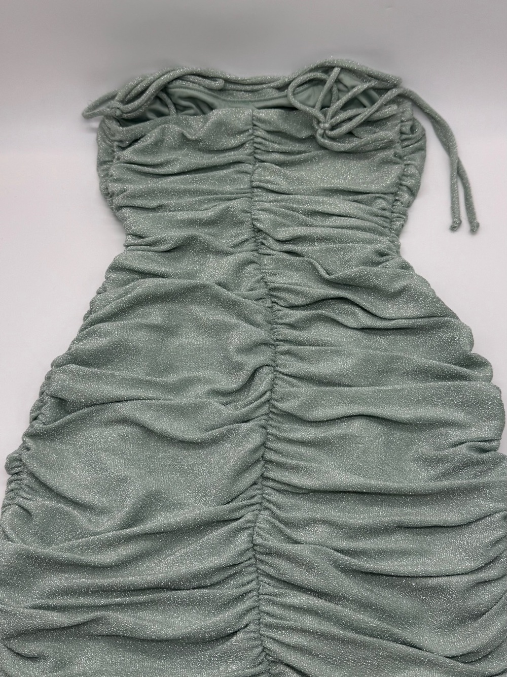 Jump Mint Green Shimmer Ruched Dress Size Small - Picture 5 of 10
